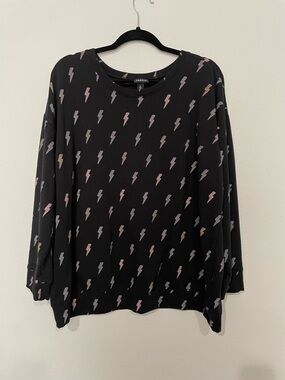 Women’s Torrid Black Lightning Bolt Print Long Sleeve Top